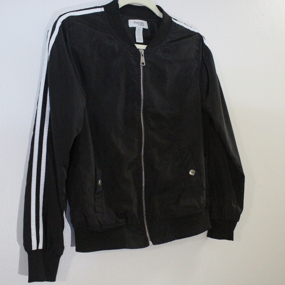 Charlotte Russe Racing Stripe Bomber Jacket - Picture 4 of 6